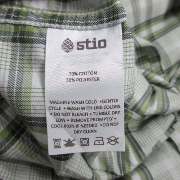 Stio Flannel Pearl Snap Button Down Shirt Men M Green Plaid Western 330 - Picture 4 of 10